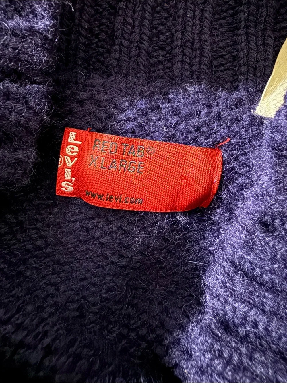 Levi's Red Tab Aran-knit 100% Wool Sweater in Navy Size L Heavy